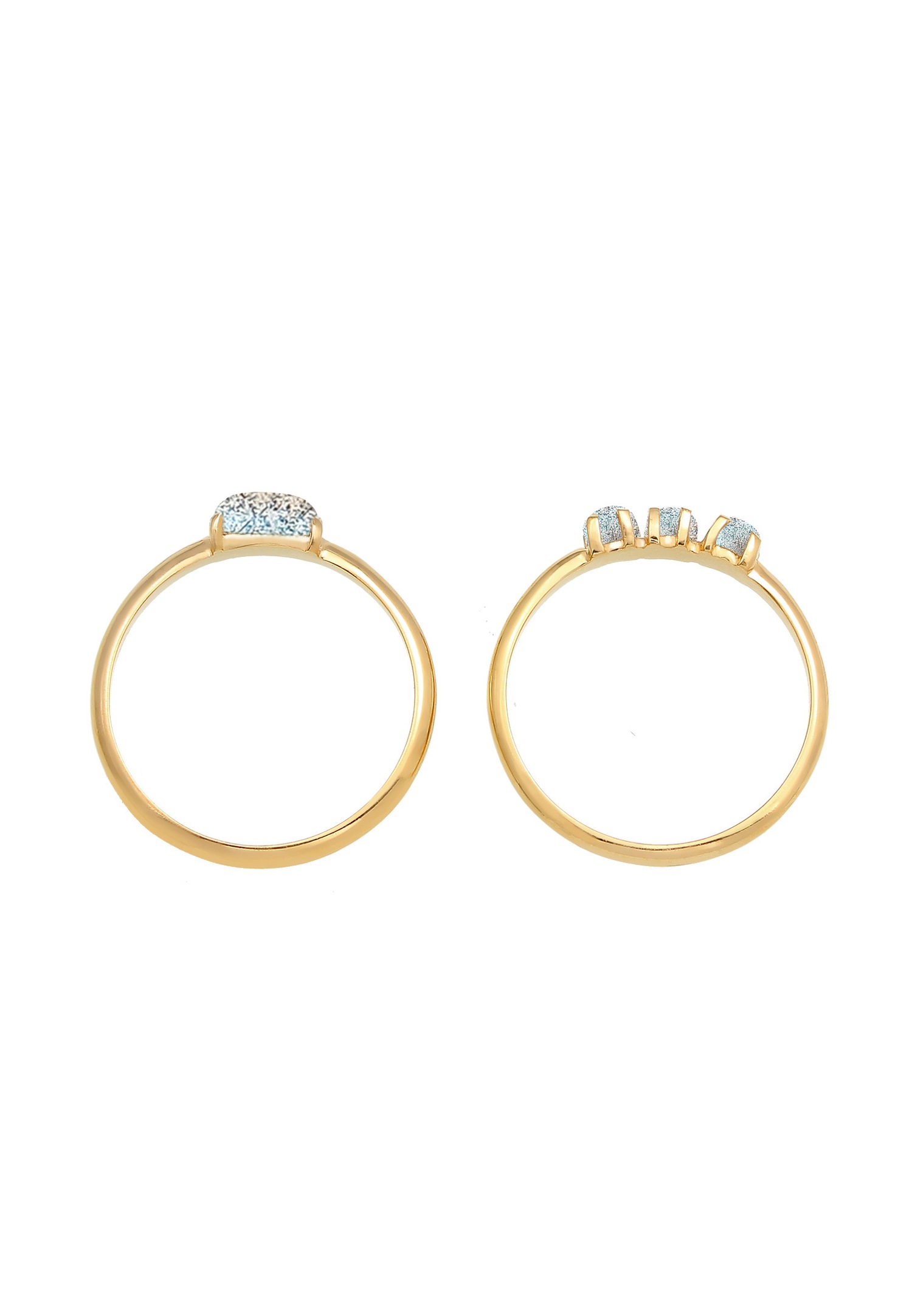 Conjunto de anillos Elli Vintage de labradorita para mujer - Plata (925/1000)