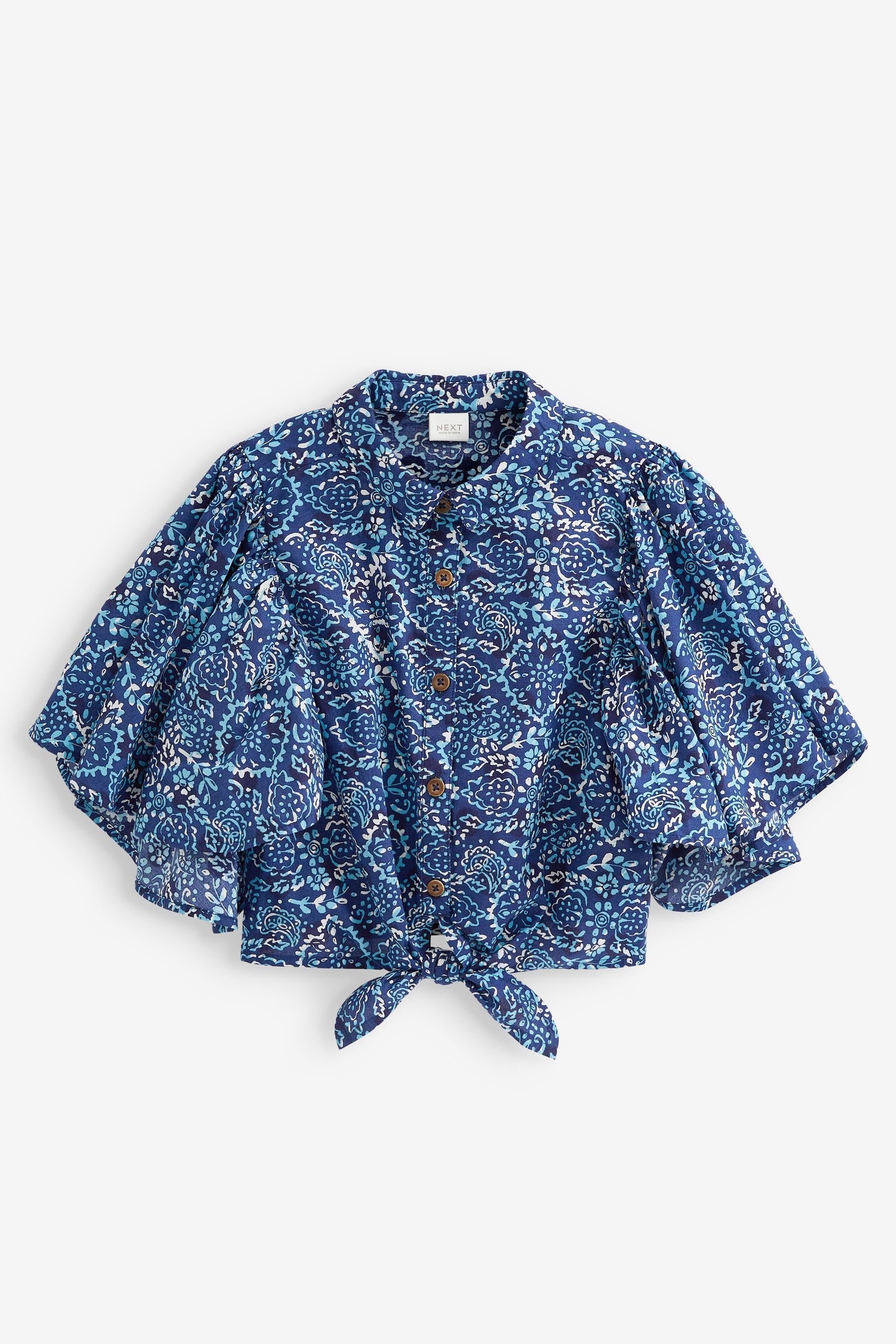 Next Kurzarmbluse Bluse mit Flügelärmeln und Bindeschleife (1-tlg)