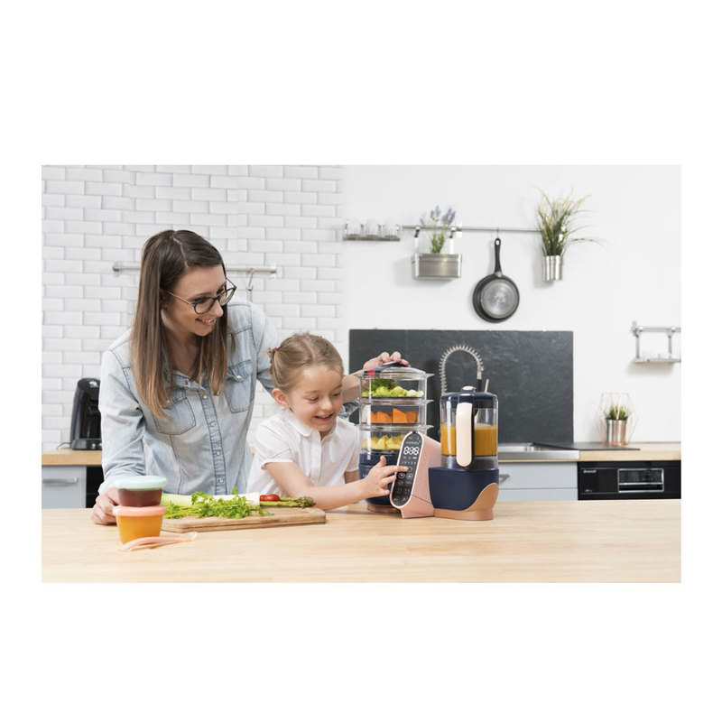 Robot cuiseur vapeur Nutribaby XL bleu marine et neon Babymoov