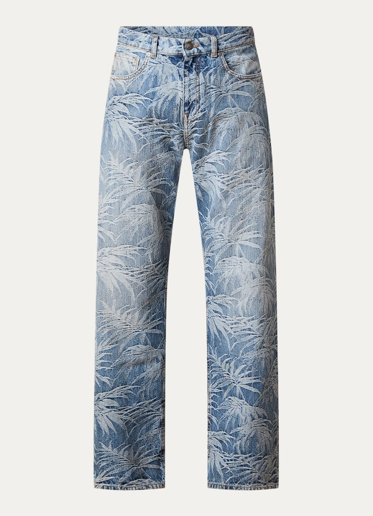 Blugi cu croială largă de la Palm Angels, cu imprimeu tropical.