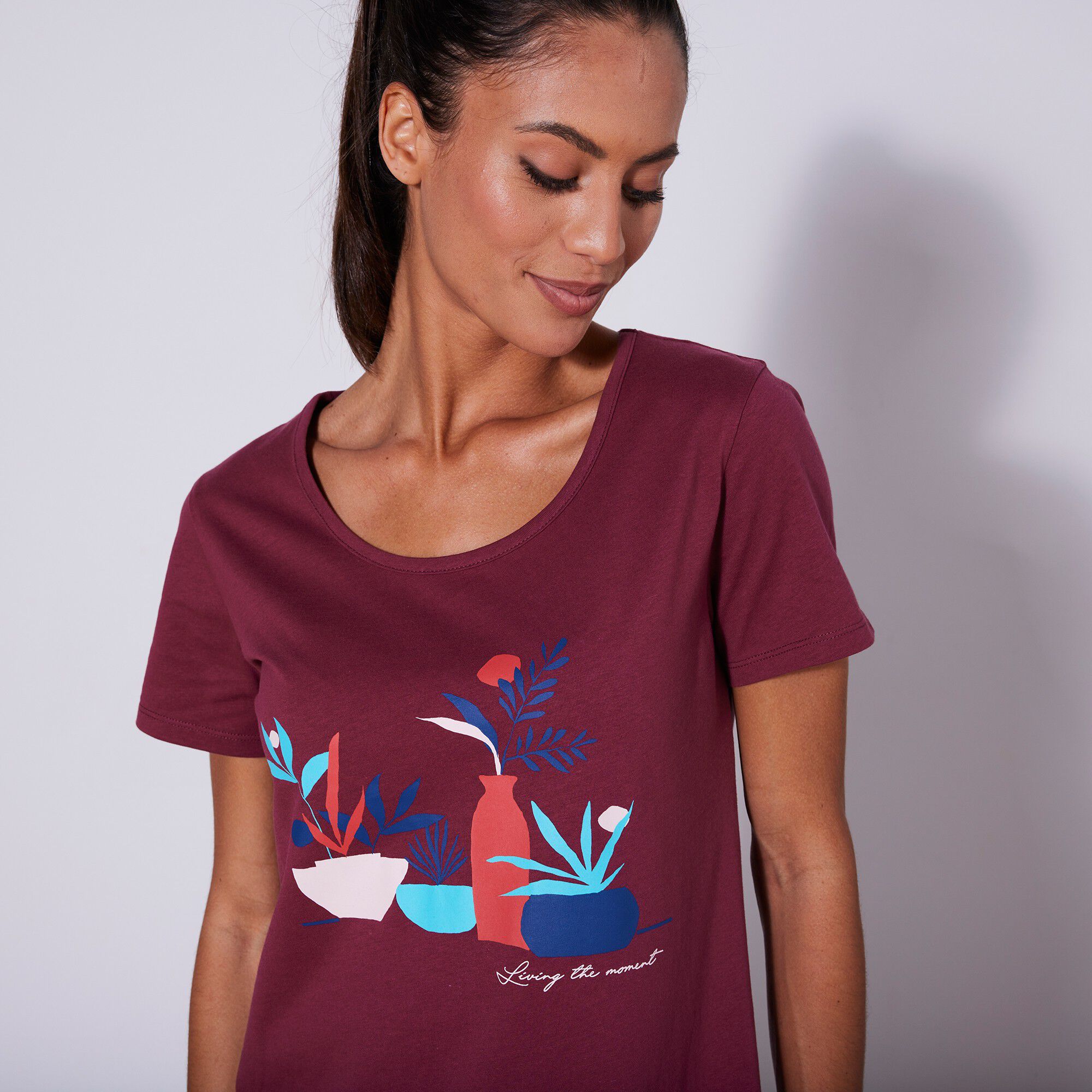 Chemise de nuit courte manches courtes imprimé « nature morte »