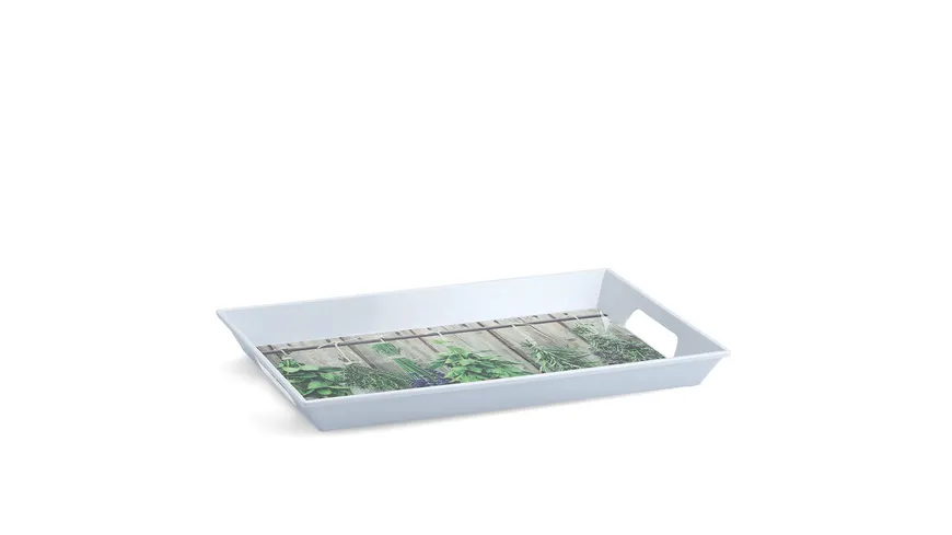 zeller Tablett Kräuter 50x35cm weiss, dekor