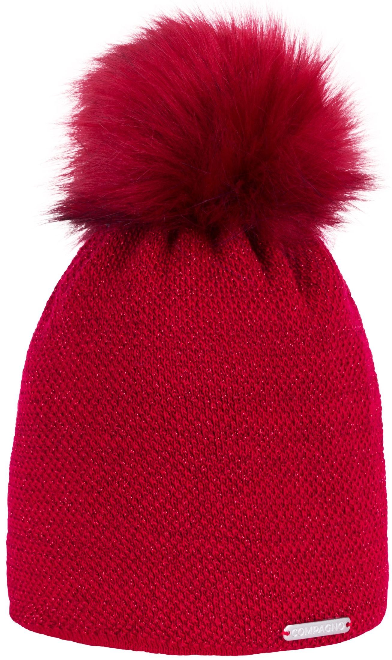 compagno Bommelmütze (1-St) Wintermütze Strickmütze Damen Metallic-Garn Mütze Beanie