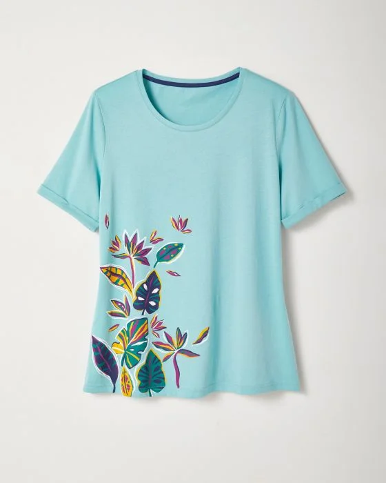 Tee-shirt de pyjama manches courtes pur coton peigné
