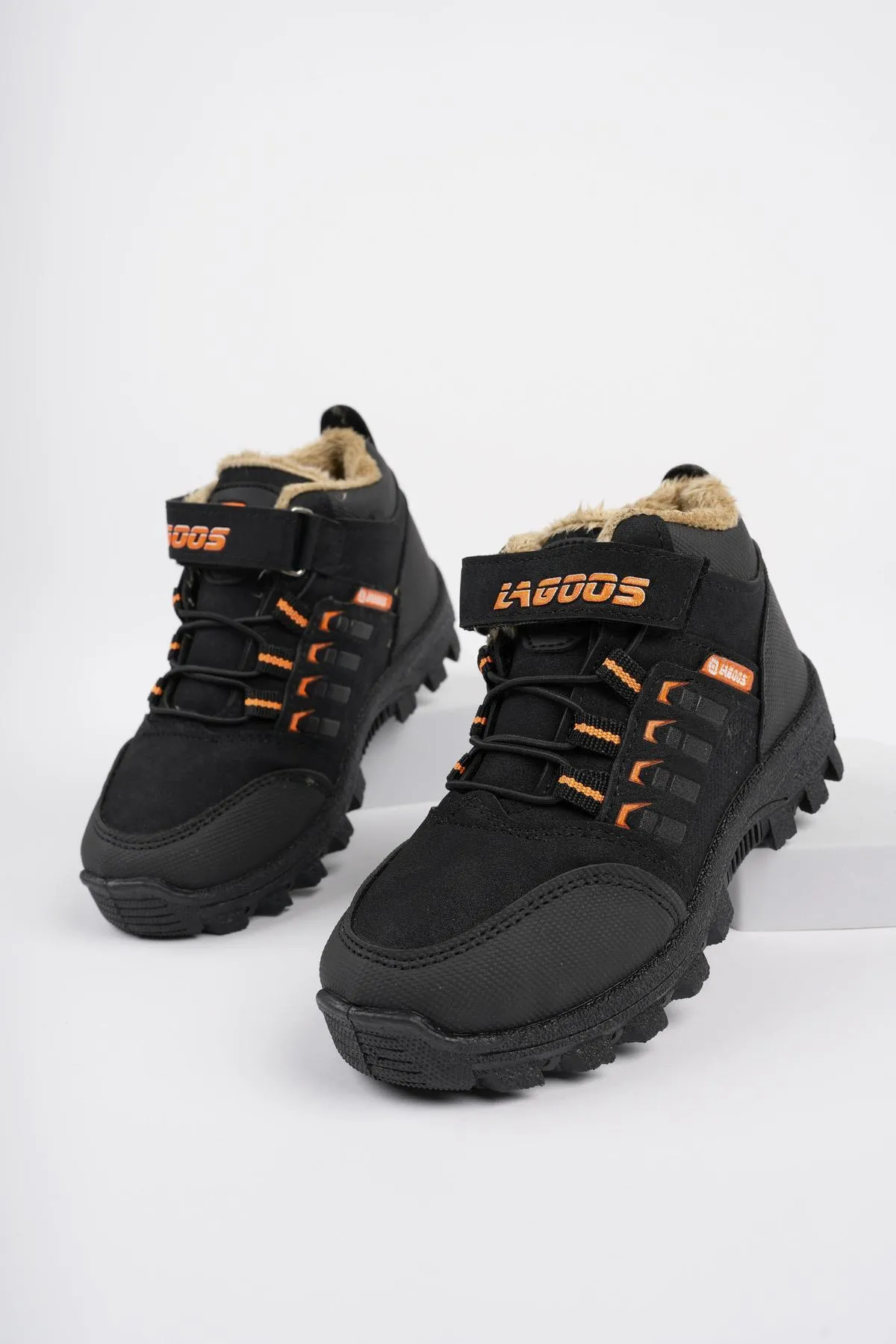 MUGGO  Bob Guaranteed Schnür-Klettverschluss-Unisex-Kinder-Outdoor-Winterstiefel mit Fell innen