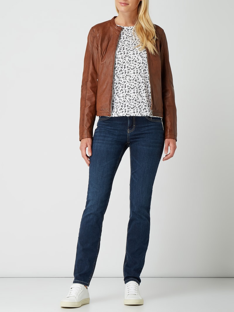 Slim Fit Jeans mit Reißverschlusstasche in marineblau