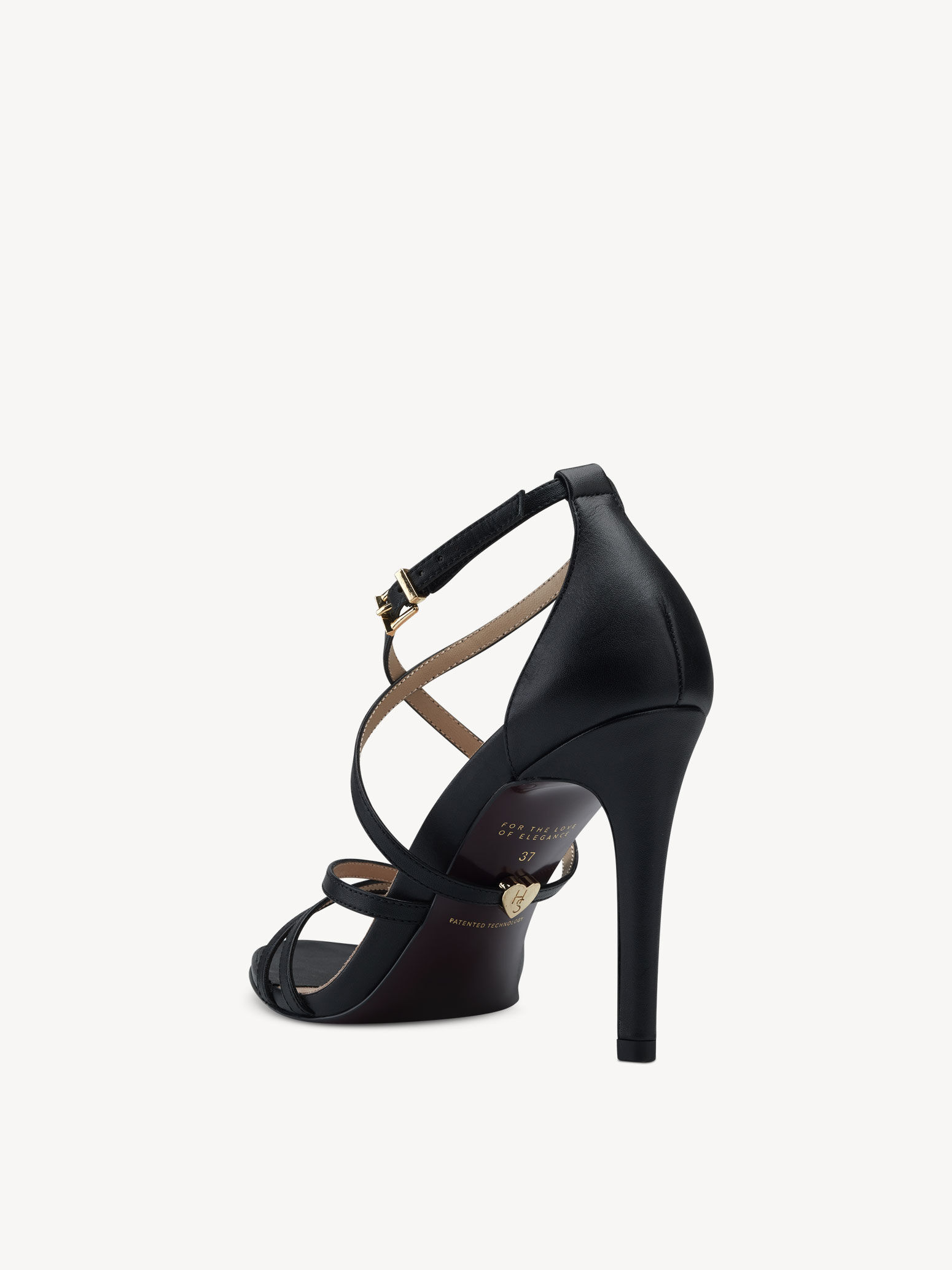 Sandale à talon en cuir - noir