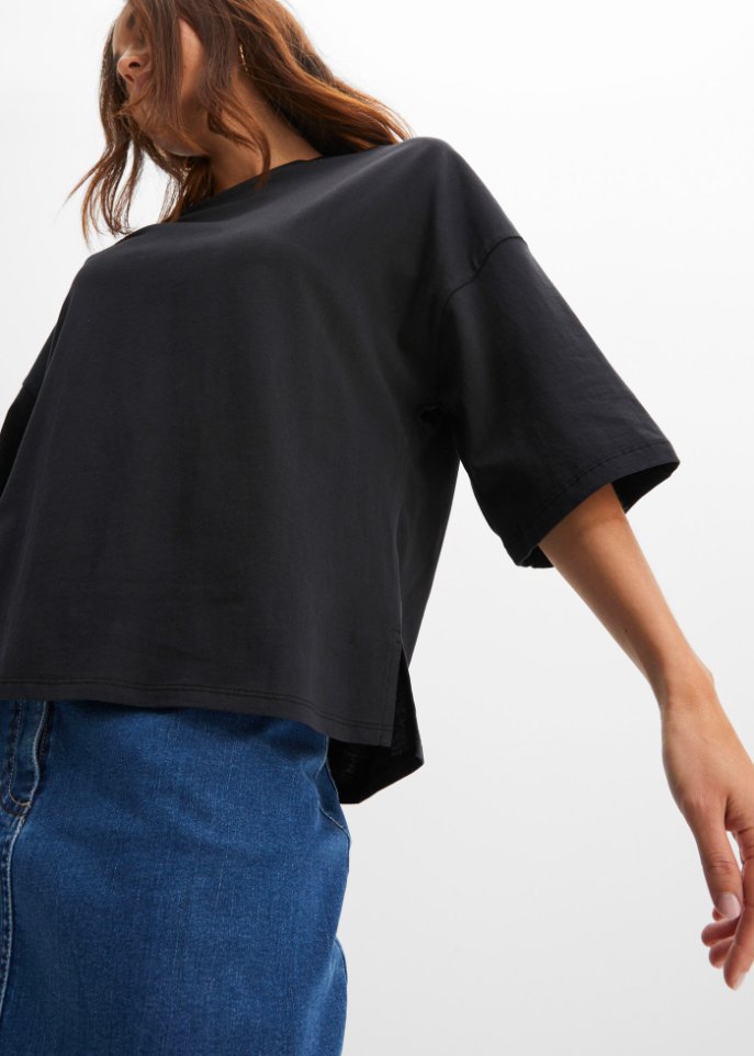 Baumwoll- Oversize-Shirt, halbarm
