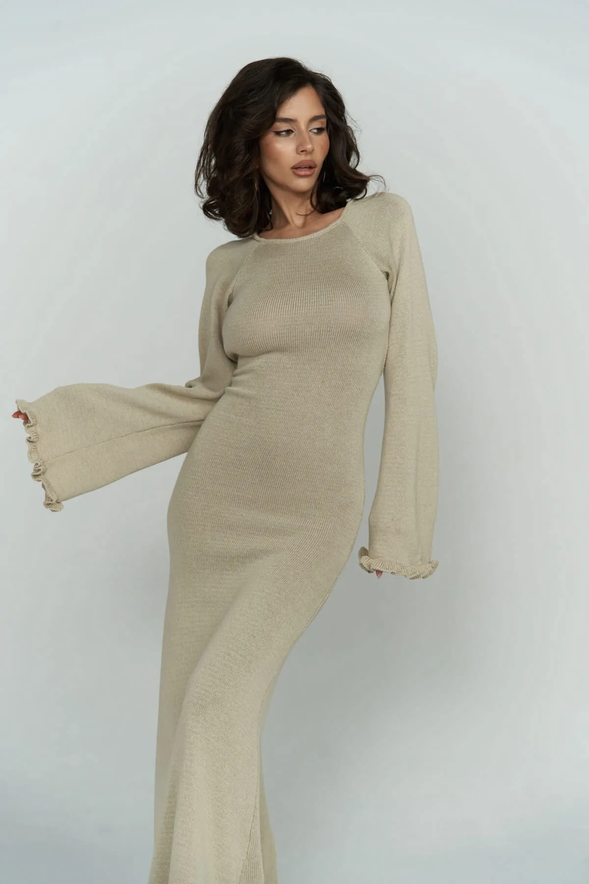 BOHEMAİ  Angela Rückenfreies Stone-Strickkleid