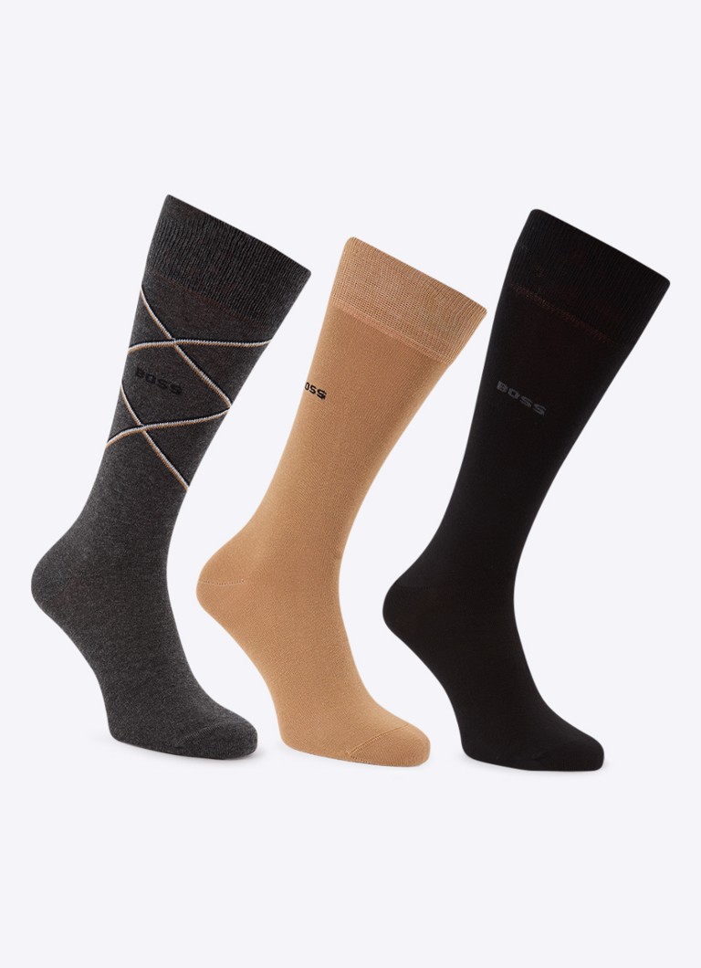 Meias estampadas HUGO BOSS em caixa de presente com 3 pares