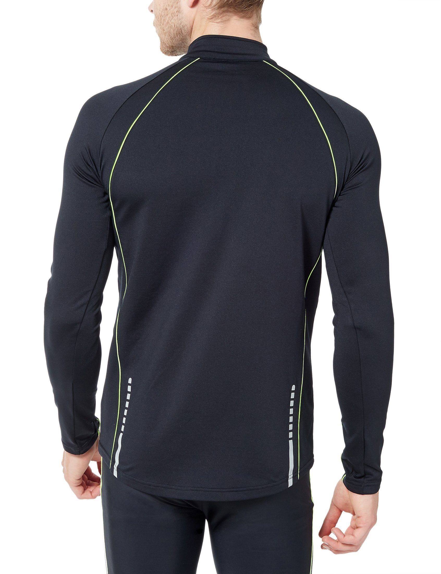 Zoomyo Laufshirt windabweisendes, angerautes Herren Fleece Laufshirt Jimi mit Reflektoren und Quick-Dry-Funktion