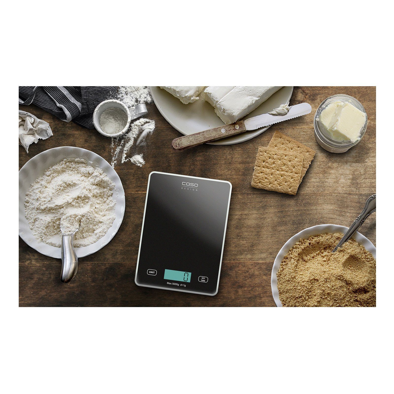 Caso Küchenwaage 3210 Slim, 5 kg, 1g-Einteilung, Tara, Sensor-Touch, automatische Abschaltung