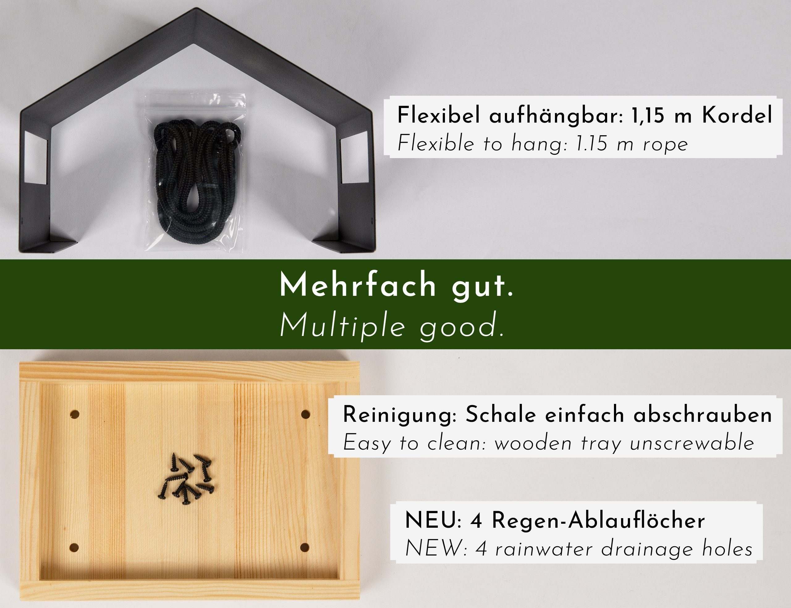 WONDERMAKE Vogelhaus wetterfest zum Aufhängen, Metall Vogelfutterhaus klein Vogelhäuschen