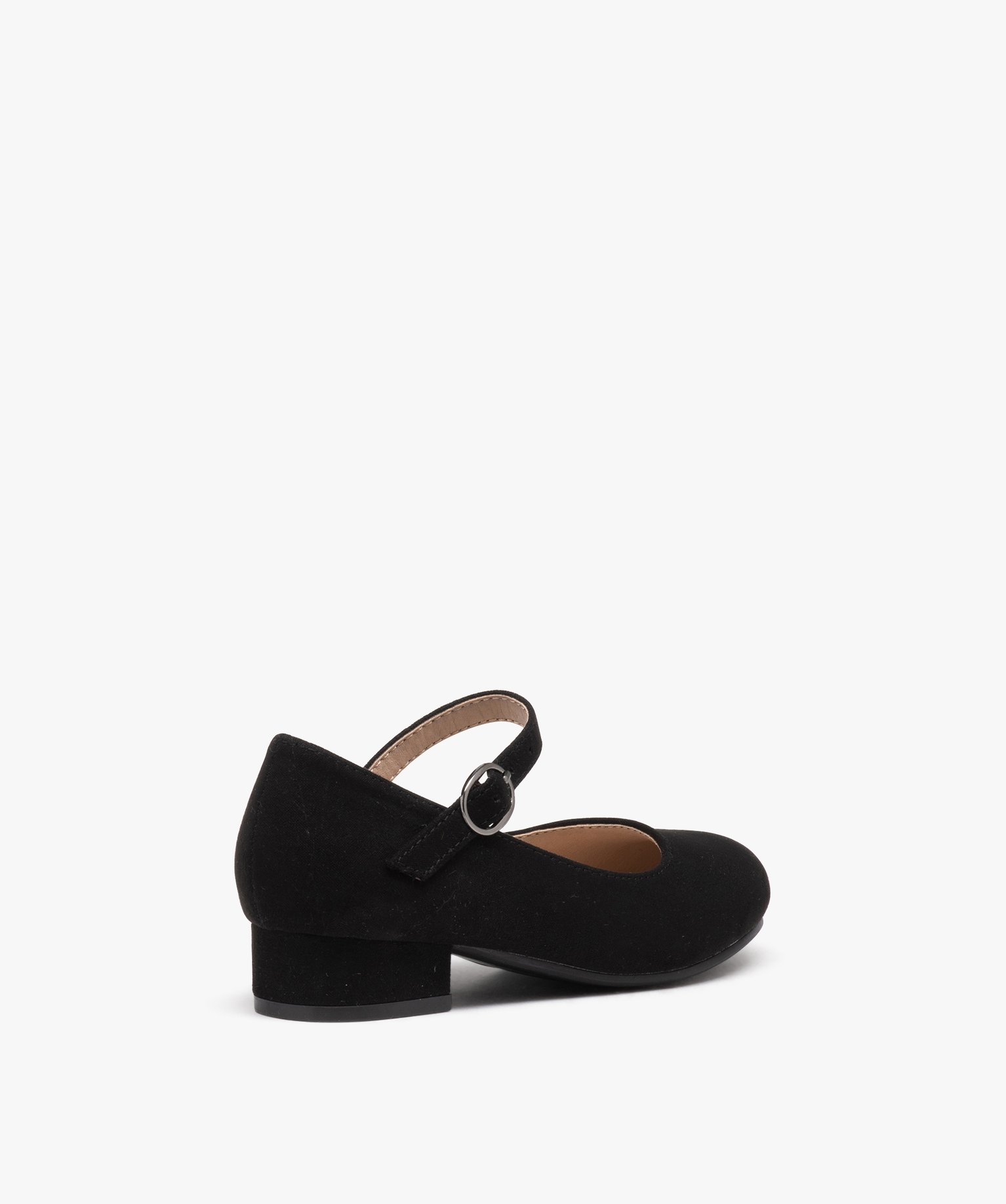 Ballerines fille unies en suédine et à petit talon carré noir | GEMO