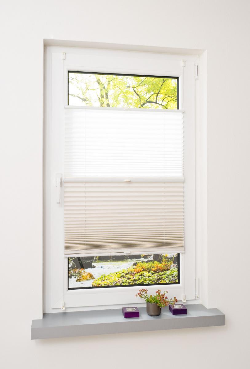 Bella Casa Klemmfix Plissee Day & Night verspannt 80 x 130 cm beige/weiß