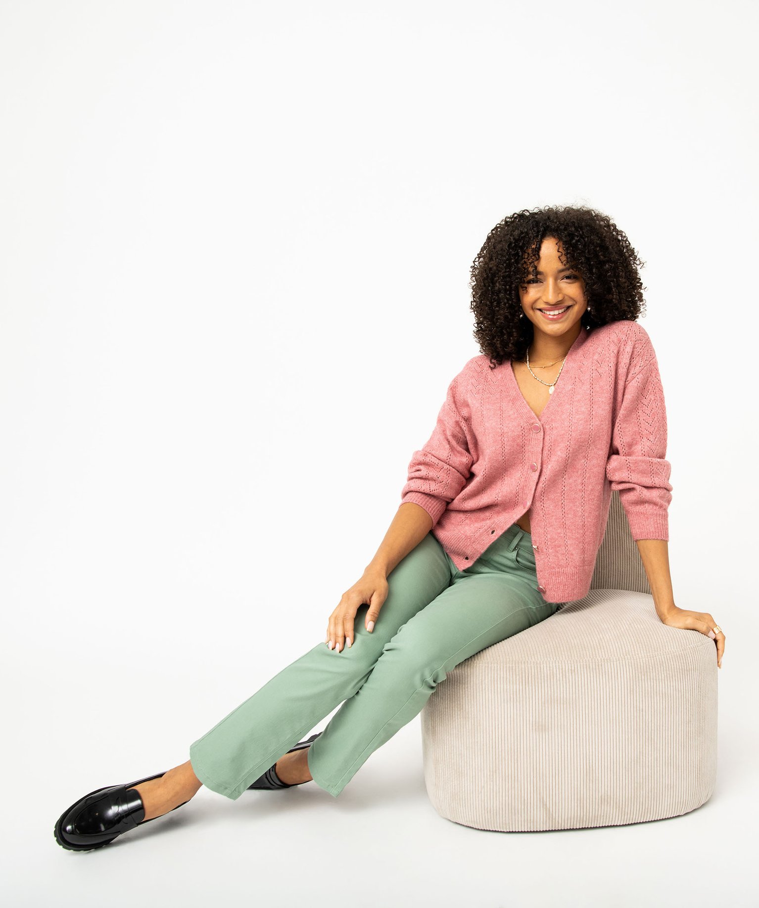 Pantalon femme coupe Regular taille normale vert | GEMO