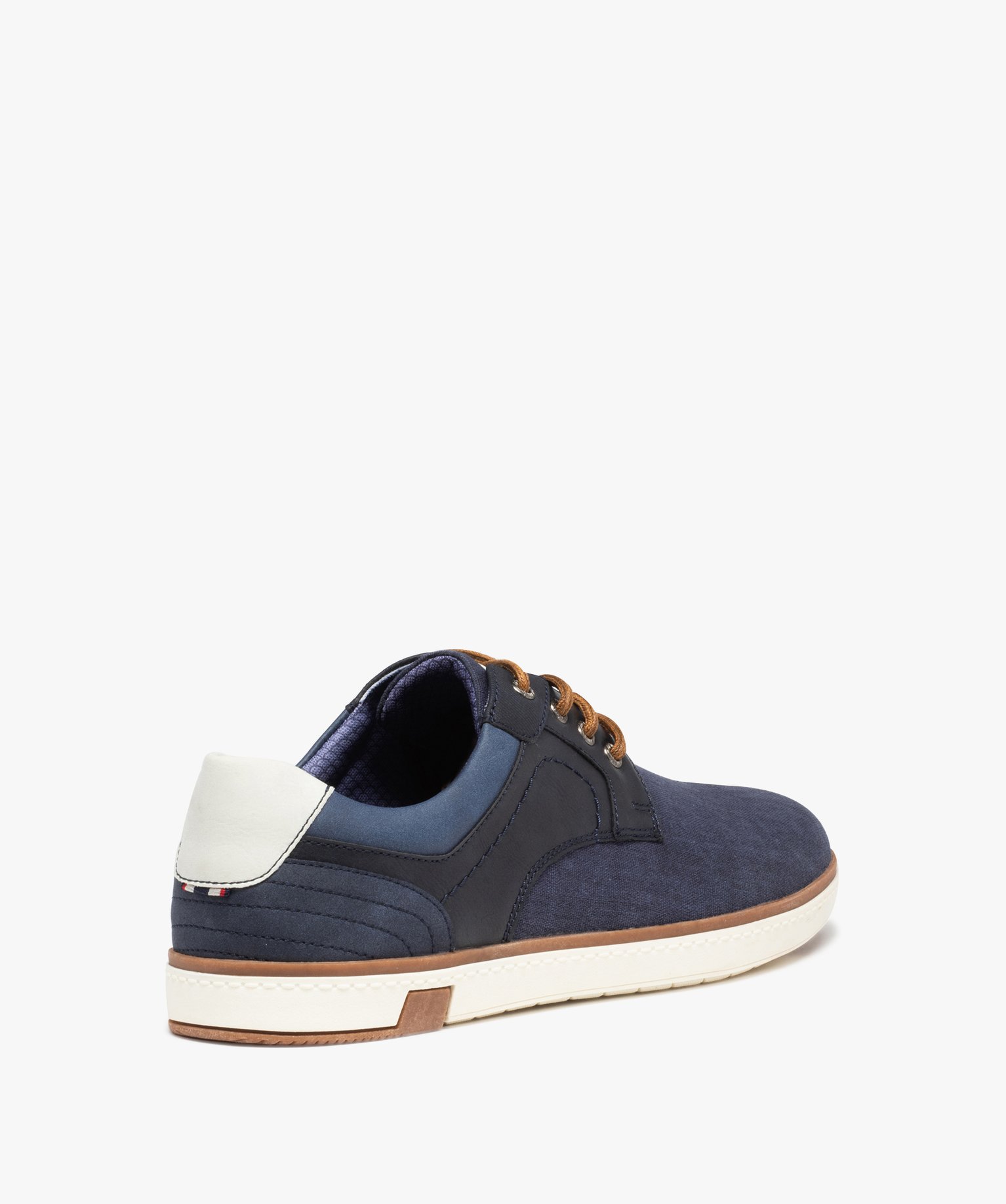 Derbies homme dessus toile à semelle contrastée bleu | GEMO