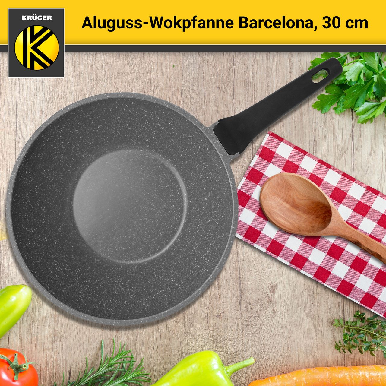 Karl Krüger Aluguss Wok-Pfanne BARCELONA, 30 cm