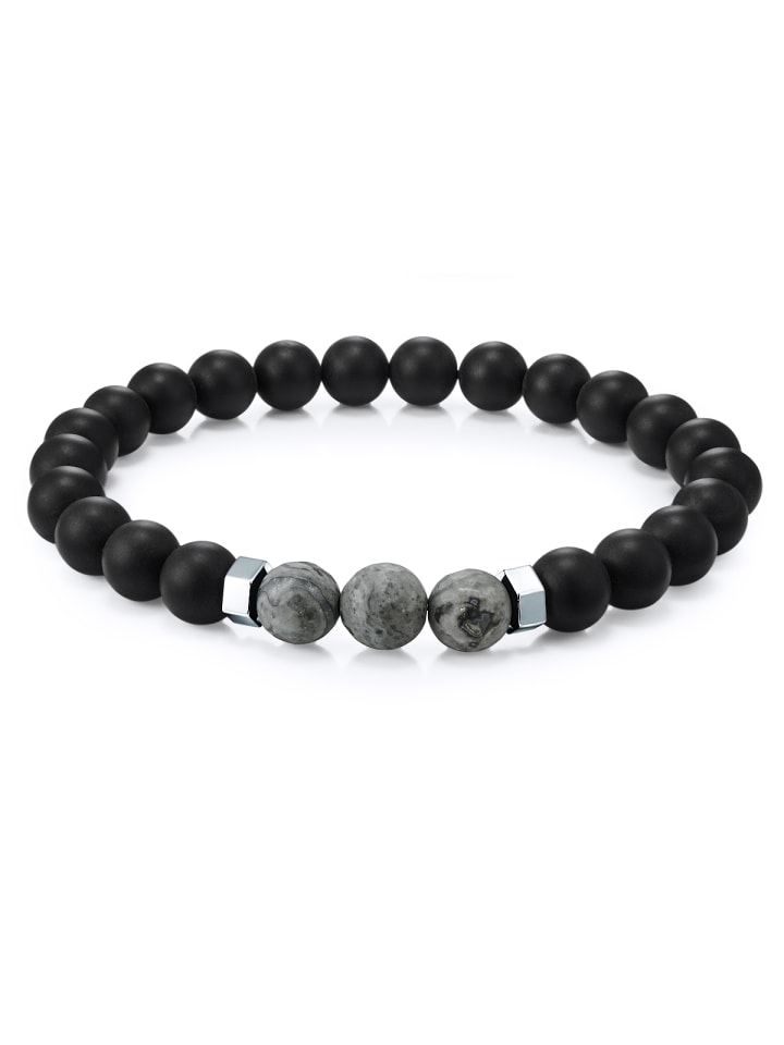 True Rebels Armband Achat schwarz Kartenstein grau in schwarz günstig kaufen 20,5 cm