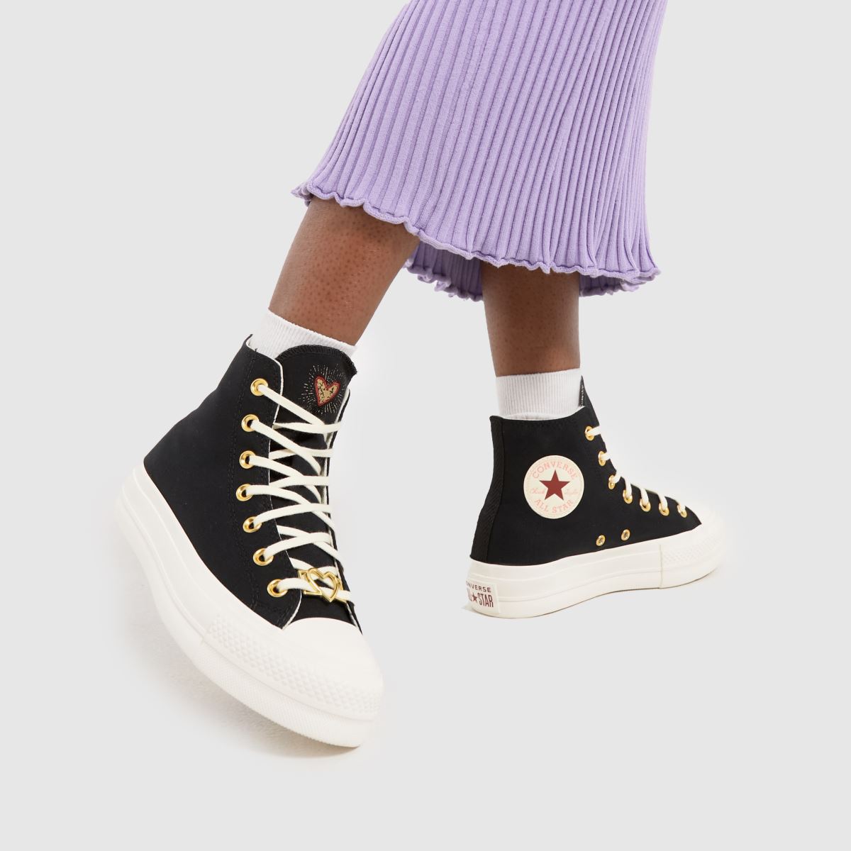Converse All Star Lift Hi Hearts cipő fekete színben