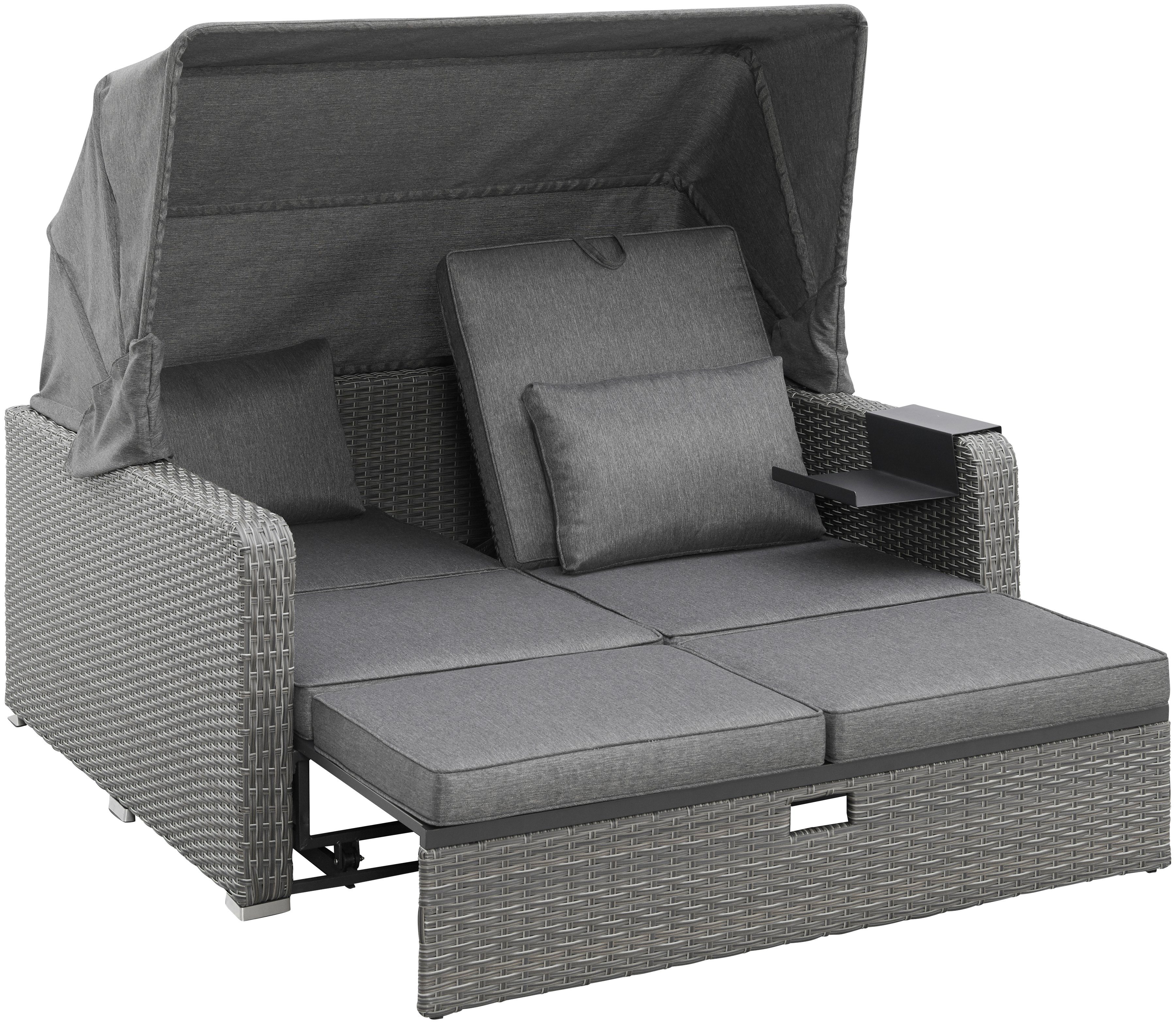 KONIFERA Loungebett Sylt, 8 Teile, Sofa, Zierkissen, Hängetisch mit klappbarem Dach