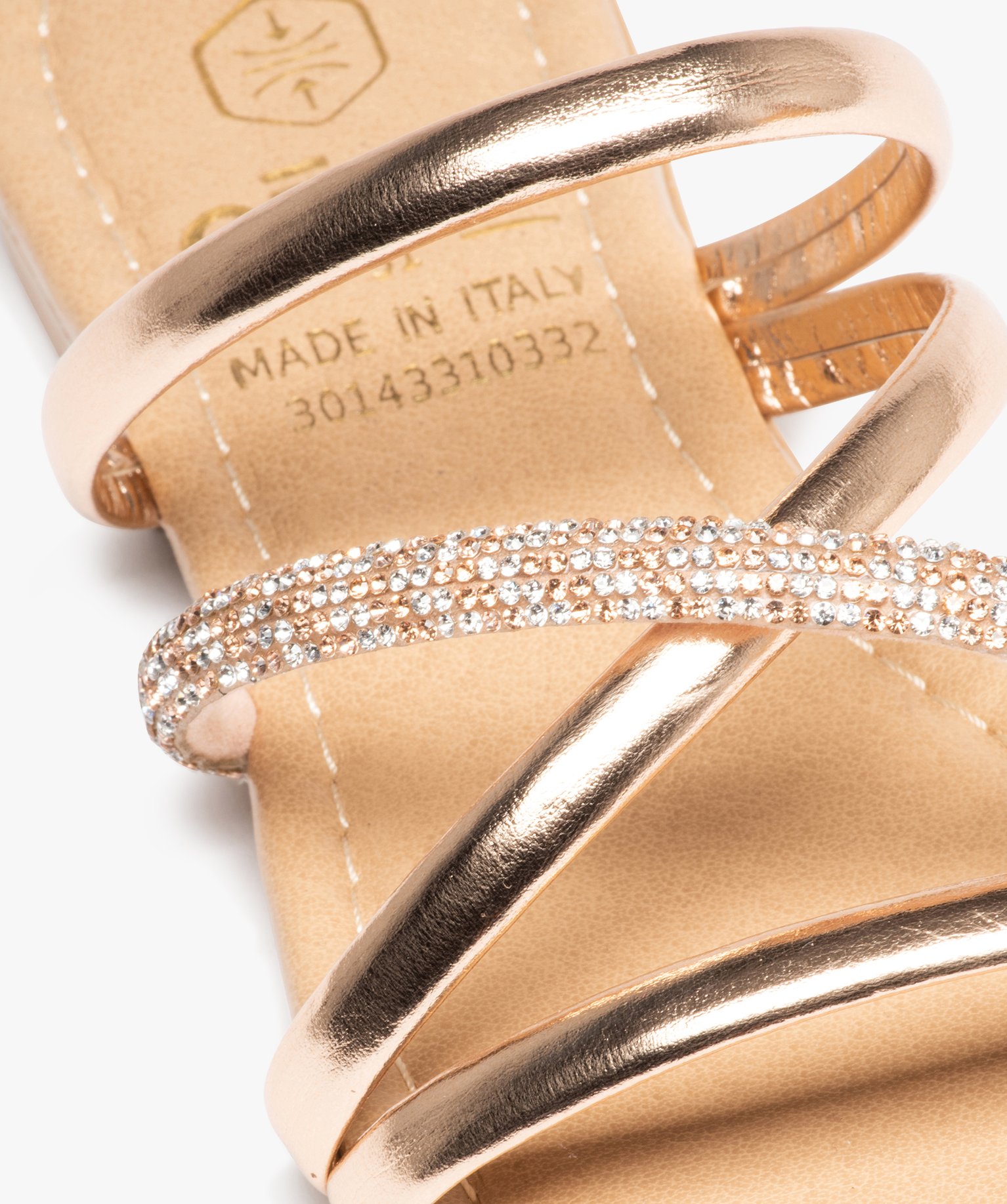 Mules fille à brides tubulaires à strass et métallisées or | GEMO