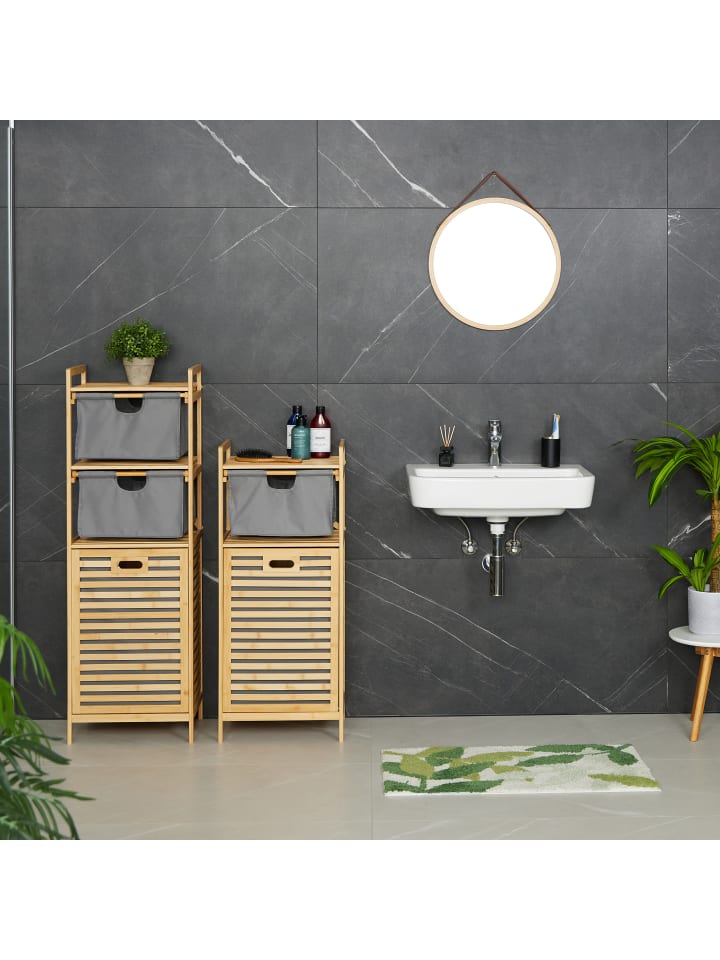 relaxdays Wäschekorb in Natur/ Grau - (B)40 x (H)95 x (T)33 cm günstig kaufen onesize
