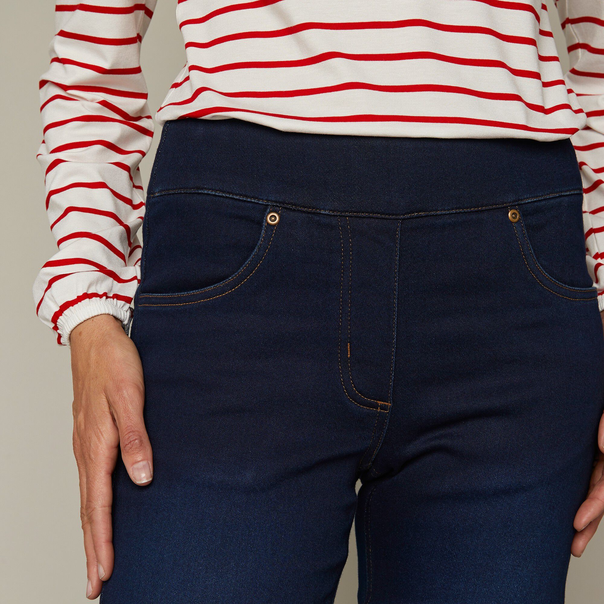 Jegging fuselé ultra stretch, maille effet jean