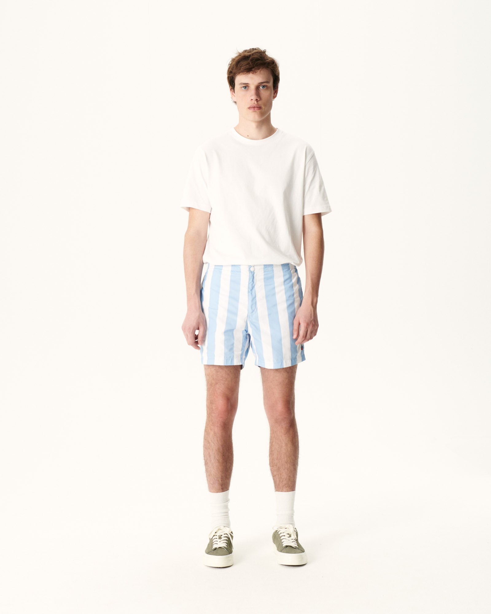Short de bain Rayure bleu clair/Blanc Dov