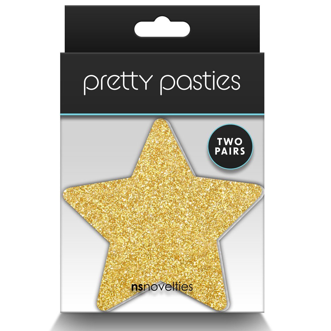 NS Novelties Brustwarzenabdeckung 2 Paar Nippelpasties Sterne Glitzer Nippelsticker - schwarz, gold