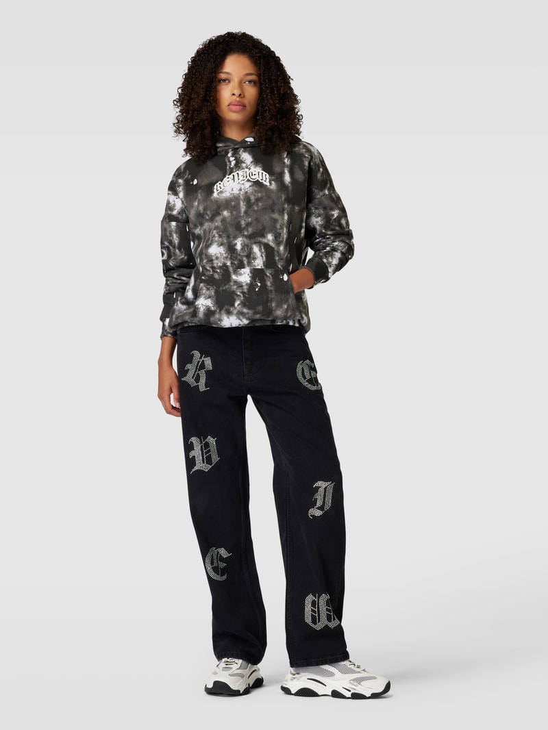 Hoodie mit Allover-Muster Modell 'CLOUDS' in schwarz