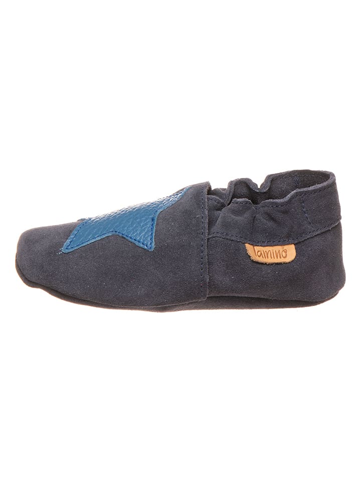 lamino Leder-Krabbelschuhe in Graublau günstig kaufen