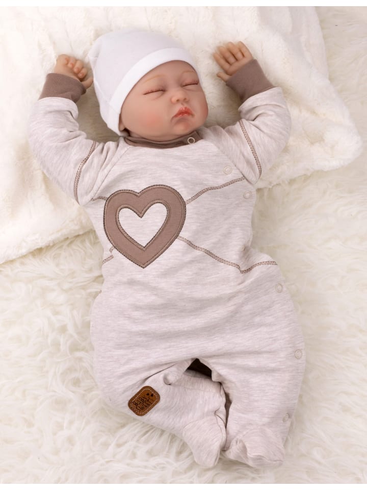 Baby Sweets Schlafanzug Patchwork Herzen in beige günstig kaufen 74