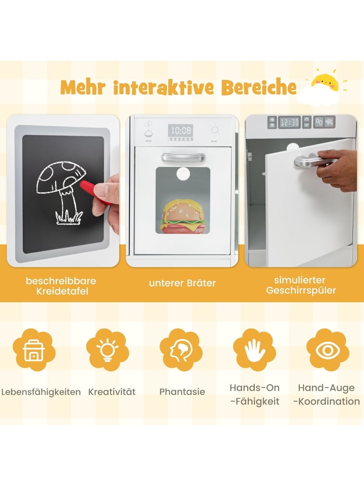 COSTWAY Spielküche Eck ab 3 Jahren in Weiß günstig kaufen onesize