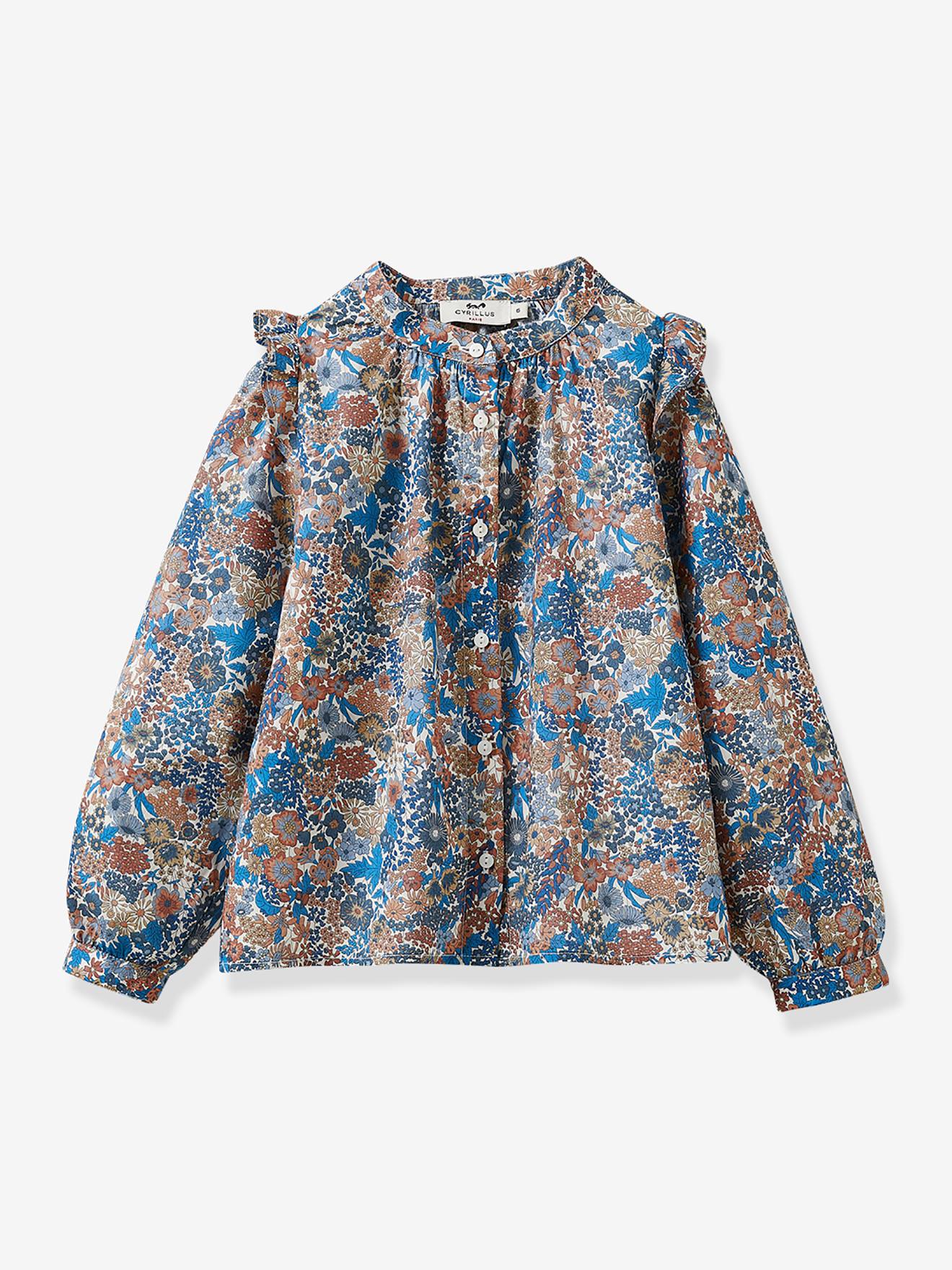 Cyrillus Mädchen Bluse mit Liberty-Print CYRILLUS - weiß bedruckt