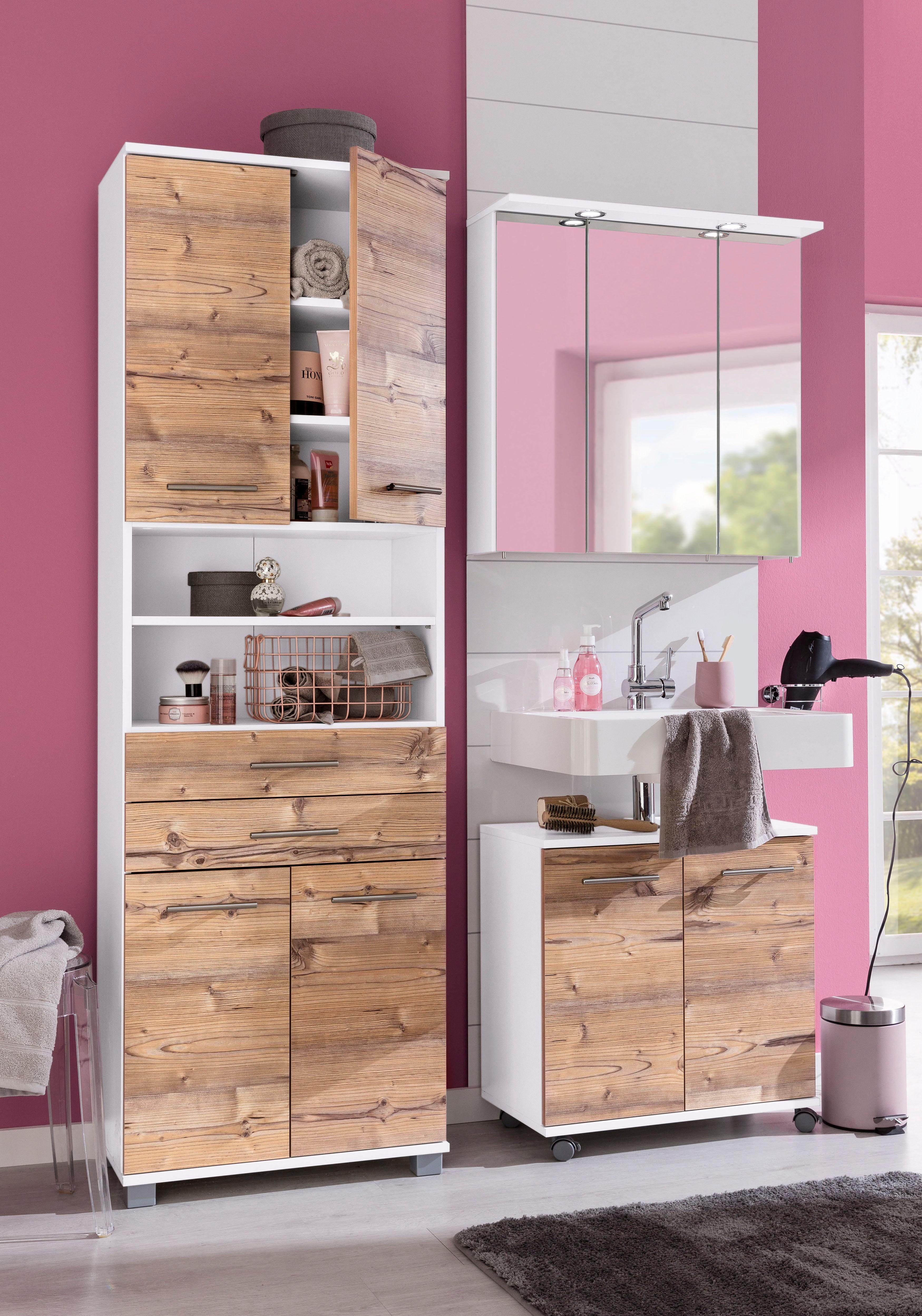 Schildmeyer Spiegelschrank SPS 700.1 Spot Breite 70 cm, 3-türig, 2 LED-Einbaustrahler, Schalter-/Steckdosenbox