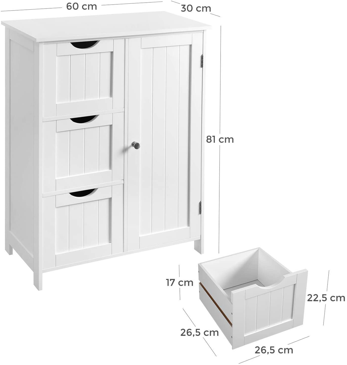 Vasagle Badezimmerschrank, 60 x 30 x 81 cm