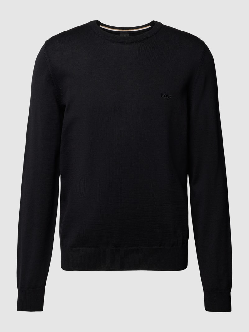 Strickpullover mit Label-Stitching Modell 'Botto' in schwarz