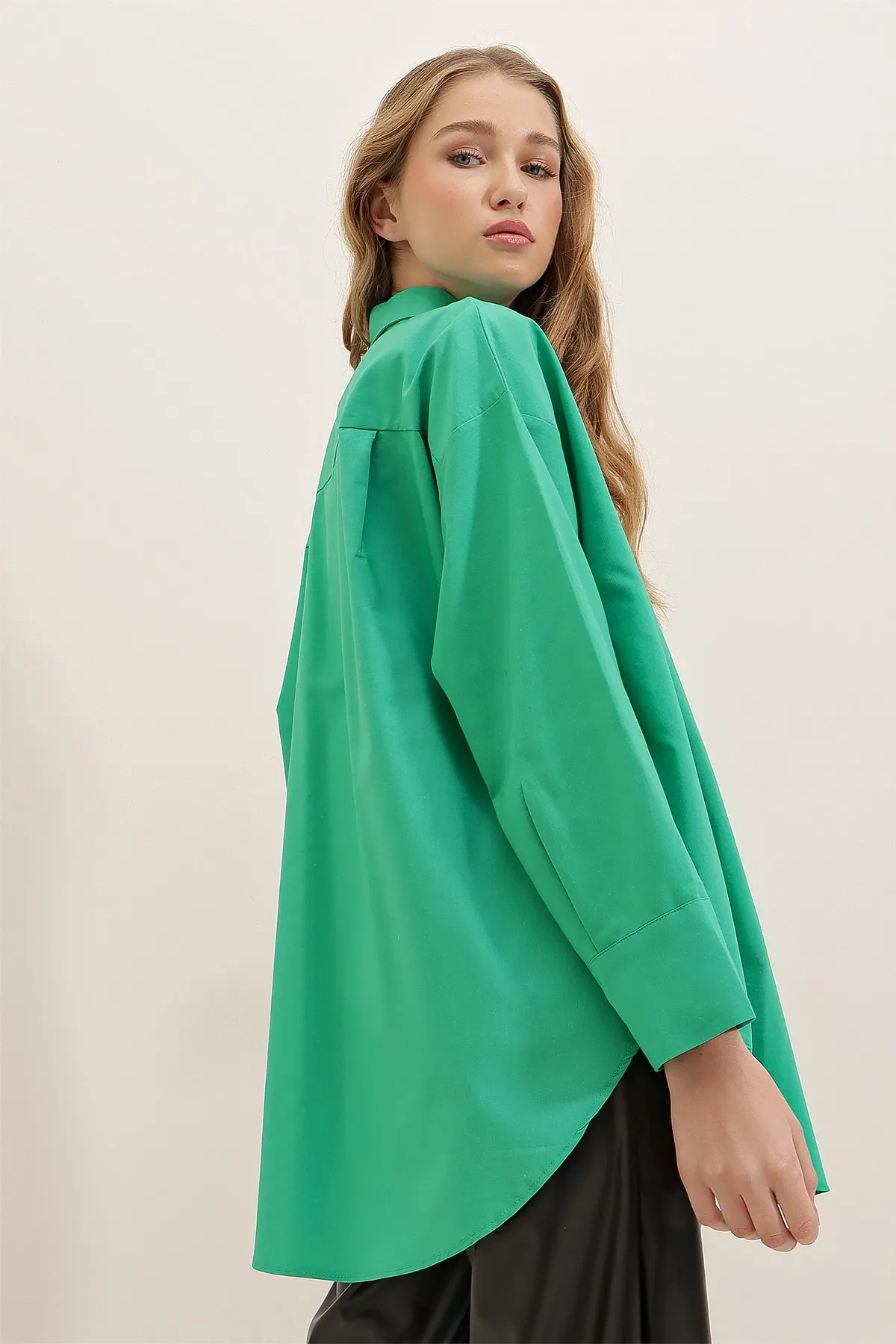 Trend Alaçatı Stili  Hemd - Grün - Relaxed Fit