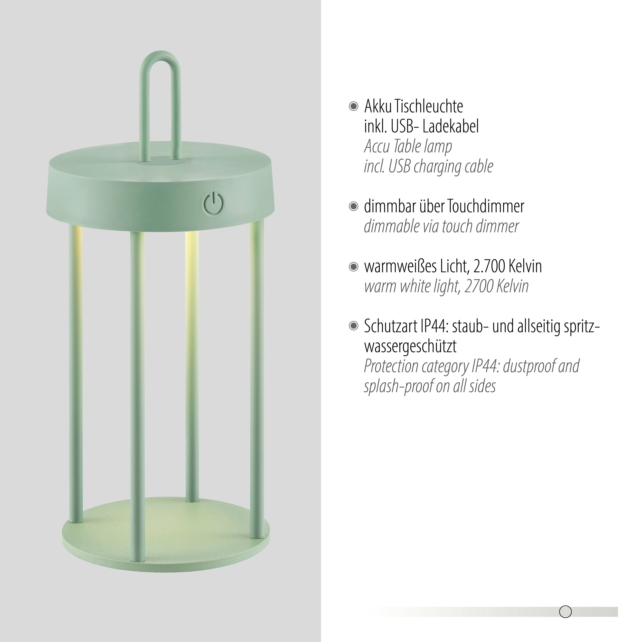 JUST LIGHT.LED-Akku-Tischleuchte 1flg