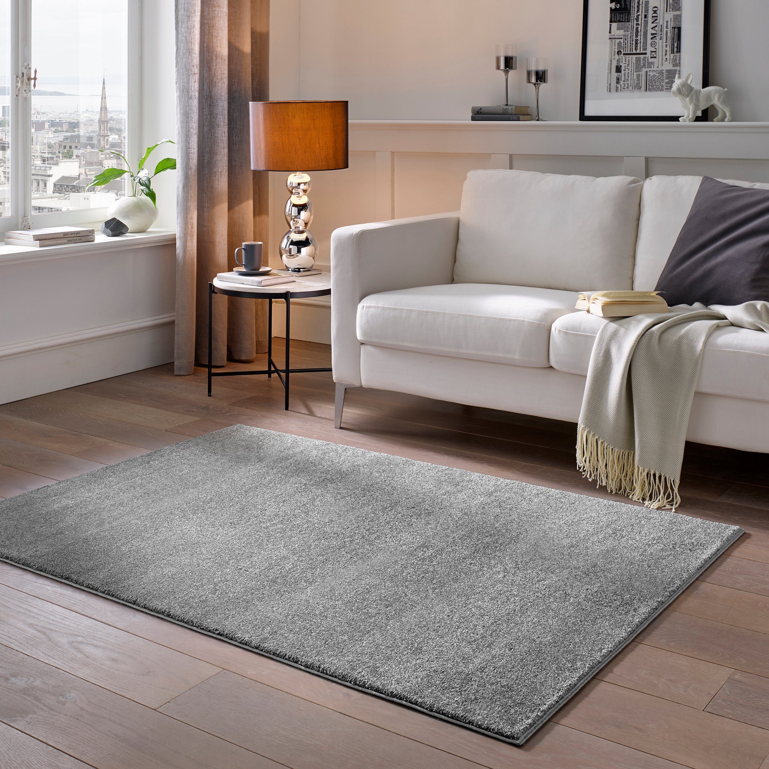 Teppich Kurzflor-Webteppich, TaCa Home, rechteckig, Höhe: 13 mm, uni Einfarbig weich Wohnzimmer Schlafzimmer Kinderzimmer 060x090cm