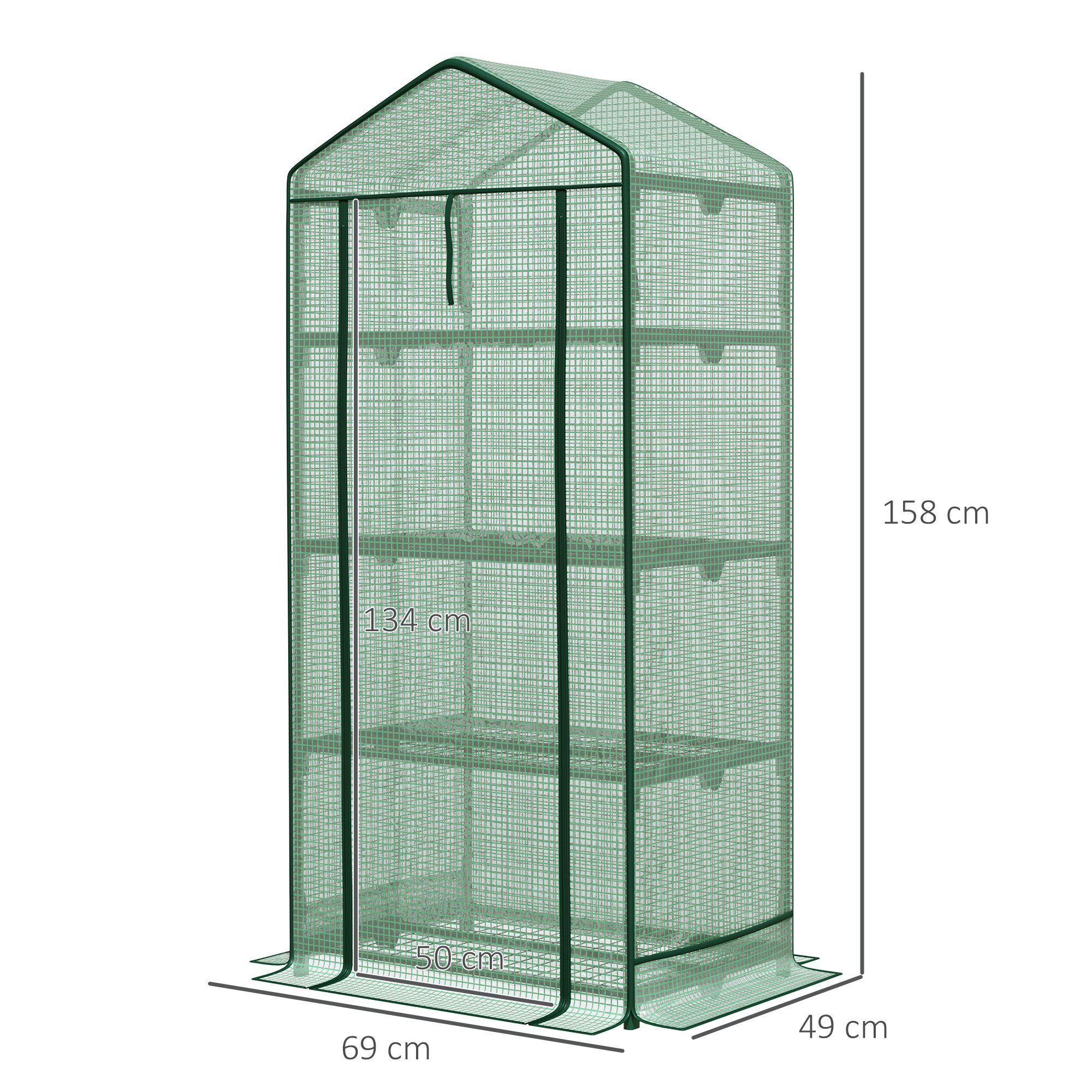 Outsunny Foliengewächshaus Gewächshaus, BxLxH: 49 x 69 x 158 cm, Set, 1 x Gewächshaus, mit Rolltür