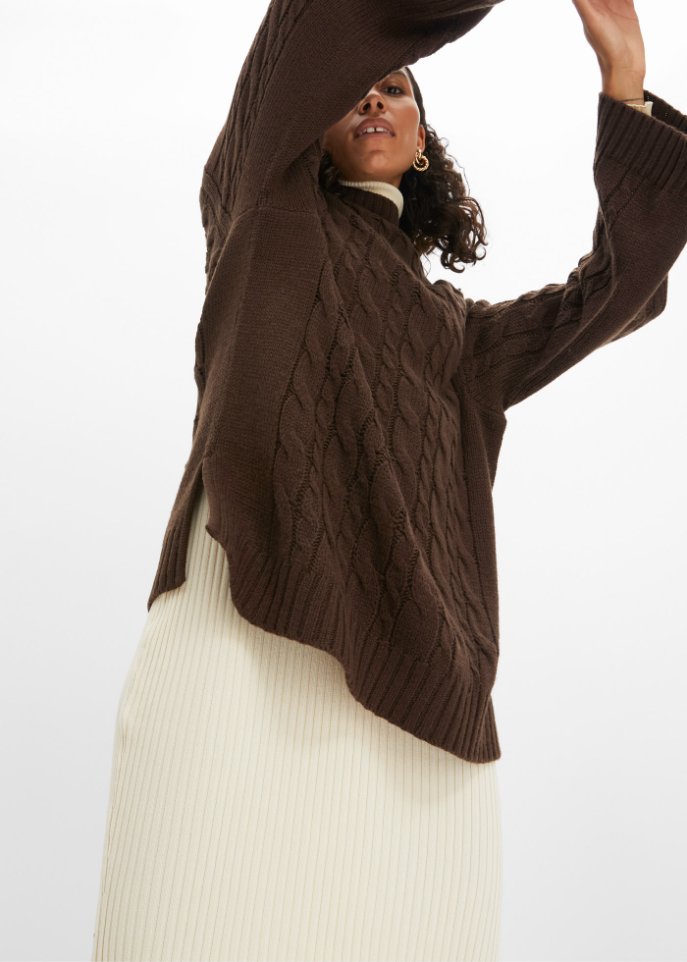 Oversized Pullover mit Zopfmuster