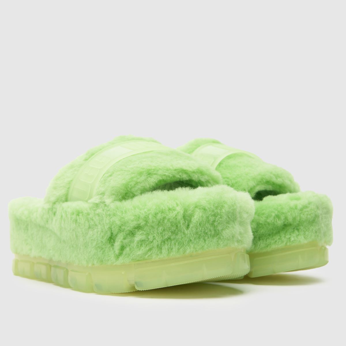 UGG – Fluffita – Limefärgade genomskinliga tofflor