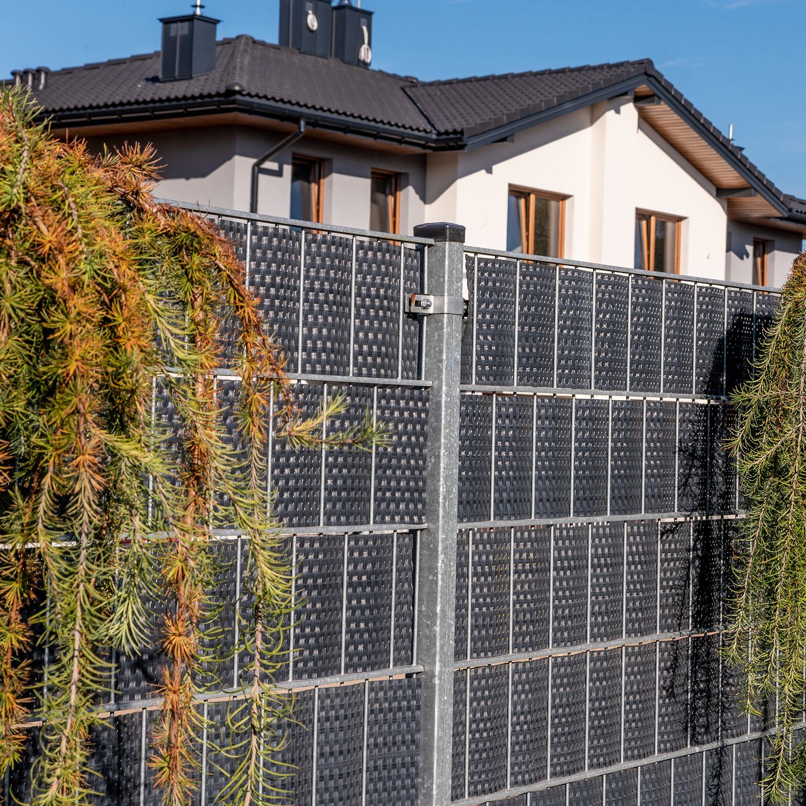 ECI Tools Sichtschutzelement ECI Poly-Rattan Sichtschutzstreifen für Doppelstabzaun versch. Farben, (Rolle, 1-St), 19x255 cm