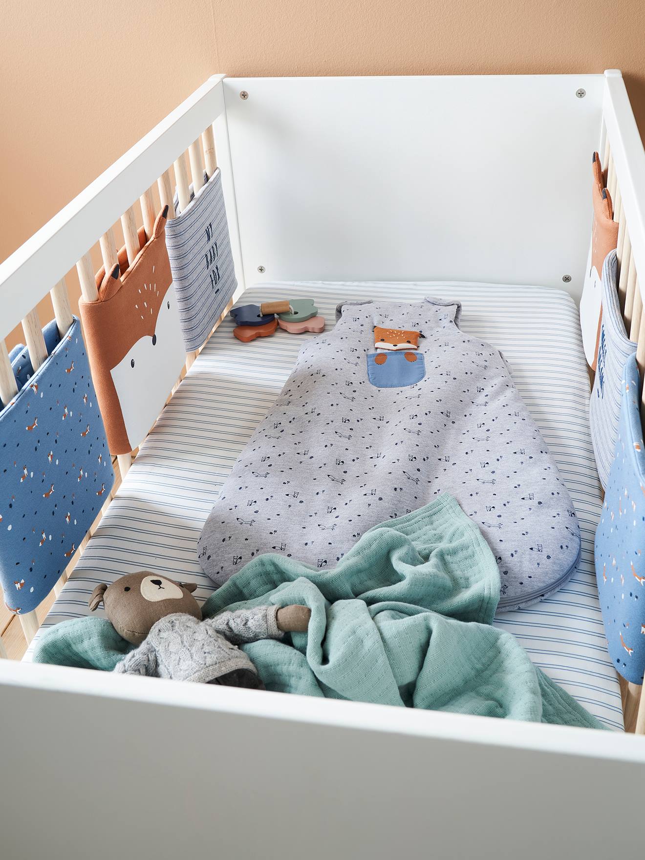 Vertbaudet Polster für Babybett-Gitterstäbe BABY FOX Oeko-Tex - mehrfarbig