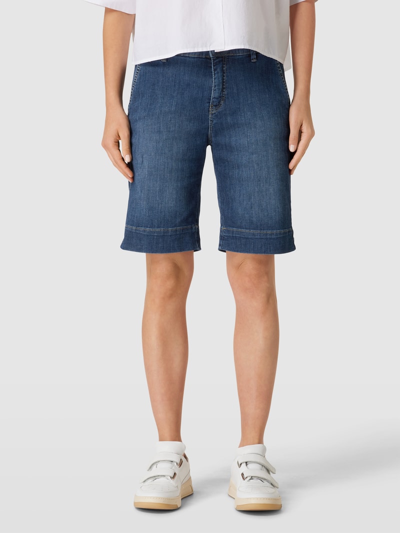 Jeansshorts mit fixierten Beinumschlägen in dunkelblau