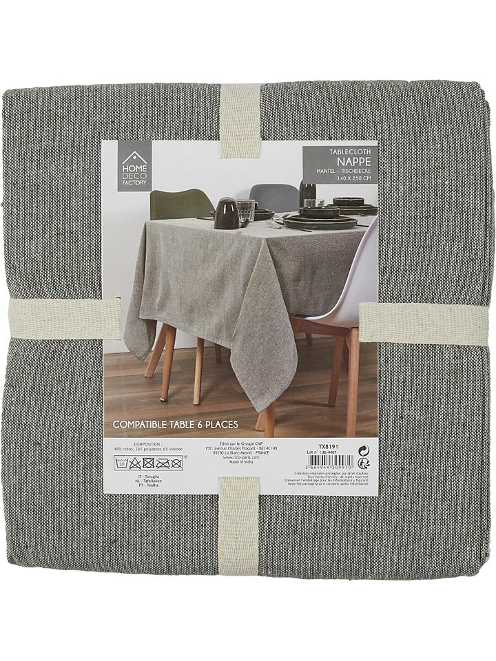 THE HOME DECO FACTORY Tischdecke in Khaki - (L)250 x (B)140 cm günstig kaufen onesize