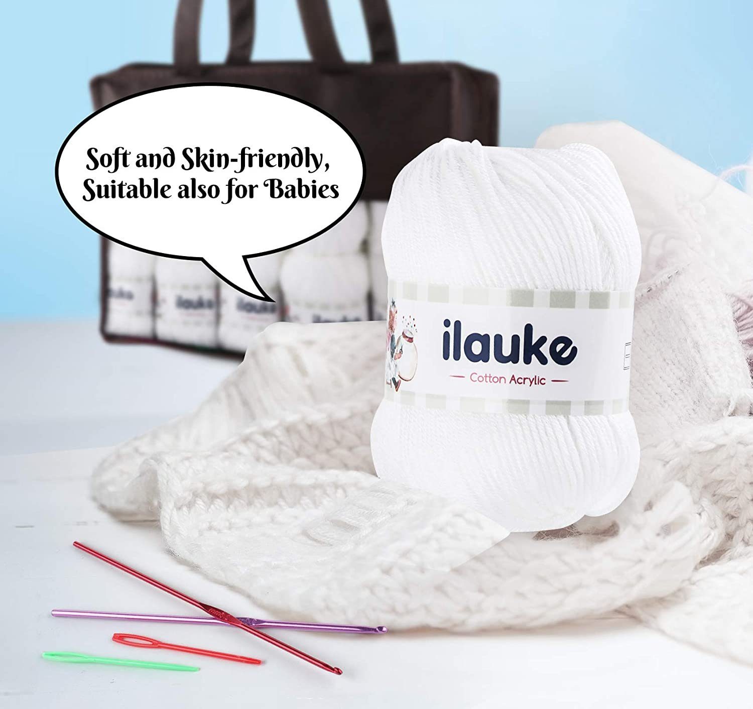 Homewit Premium Garn Wolle Zum Stricken, Bunt Acrywolle Zum Häkeln Häkelwolle, (Set, 10-St), Polyacryl Häkelgarn Baumwollgarn Dicke Wolle