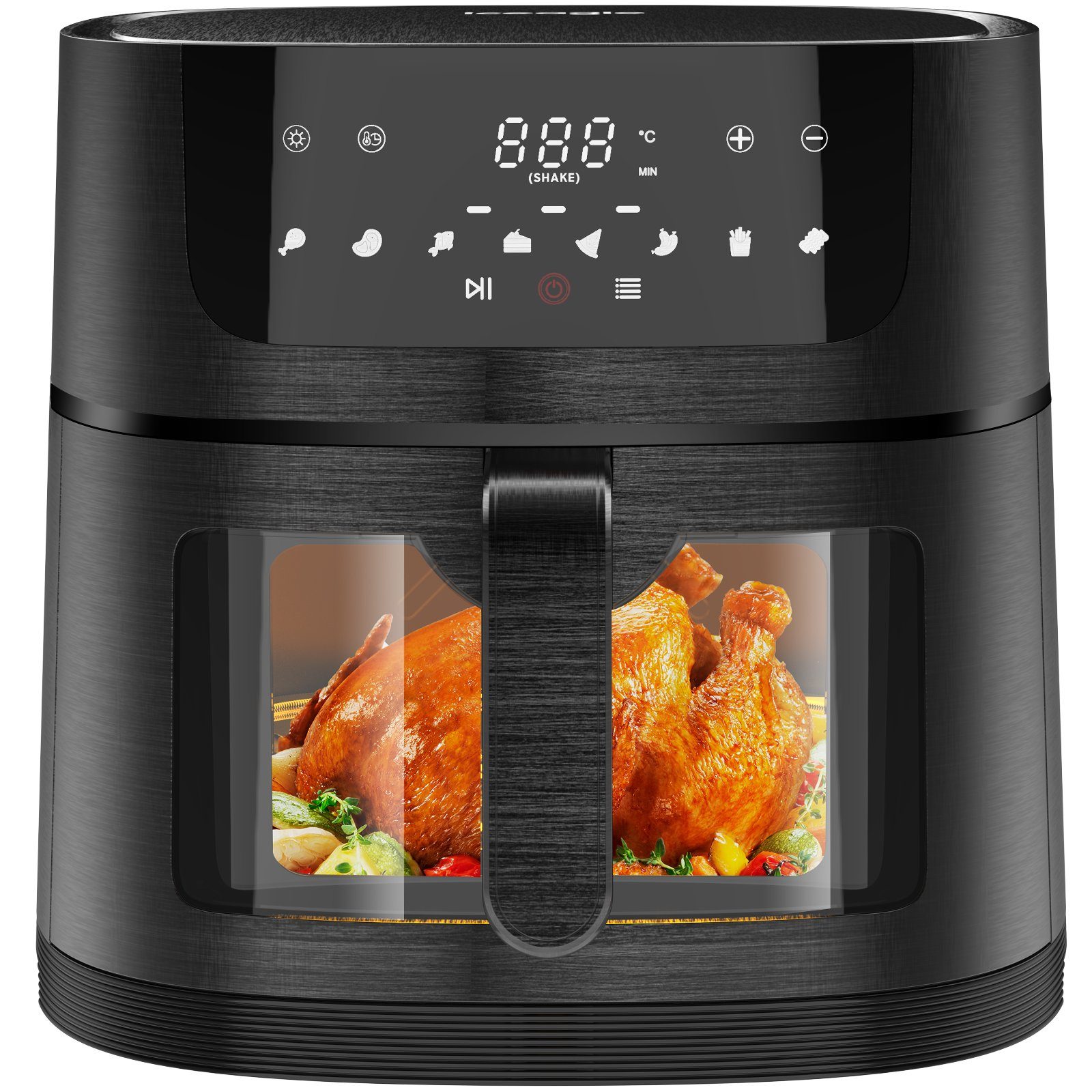 iceagle Heißluftfritteuse Heißluftfritteuse Airfryer XXL 9L ohne Öl,Luftfritteuse Set, 1800,00 W, 8 Programmen,Shake-Modus,Sichtfenster zur Überprüfung des Garvorgangs